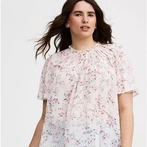 Torrid Floral Print Tie-neck Top